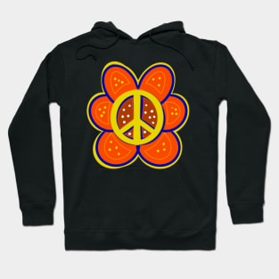 Peace sign hippie vintage retro 60s 70s orange flower Hoodie